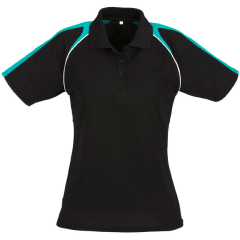 Biz Collection P225LS Ladies Triton Polo 170gsm, Black/Teal/White