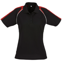 Biz Collection P225LS Ladies Triton Polo 170gsm, Black/Red/White