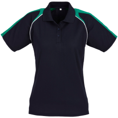 Biz Collection P225LS Ladies Triton Polo 170gsm, Navy/Kelly Green/White