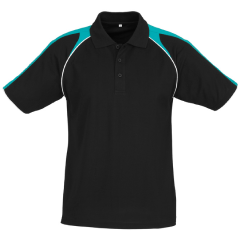 Biz Collection P225MS Mens Triton Polo 170gsm, Black/Teal/White