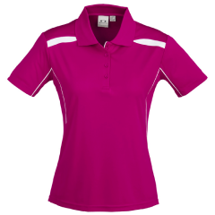 Biz Collection P244LS Ladies United Short Sleeve Polo 155gsm, Magenta/White