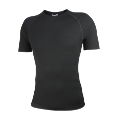 Wilderness Wear Mid 195gsm 100% Merino Thermal Crew Neck Top, Short Sleeve, Black