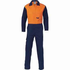 DNC 3425 Patron Saint F/R Cotton Drill Coveralls, Orange/Navy