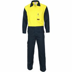 DNC 3425 Patron Saint F/R Cotton Drill Coveralls, Yellow/Navy