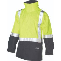 HUSKI Amp Hi Vis Flame Retardant Reflective Rain Jacket, Yellow/Navy