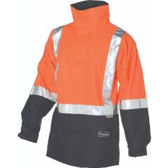 HUSKI Amp Hi Vis Flame Retardant Reflective Rain Jacket, Orange/Navy