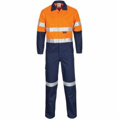 DNC 3426 Patron Saint F/R Hoop Refl. Cotton Drill Coveralls, Orange/Navy