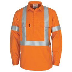 DNC 3408 Patron Saint F/R X Style NSW Rail Refl. Closed Front Drill Shirt, Long Sleeve, Orange