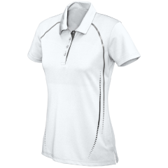 Biz Collection P604LS Ladies Cyber Polo, White/Silver