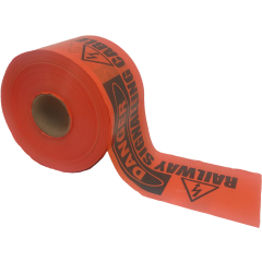 Mains Marker Tape, Railway Signalling Cable Below - 150mm x 500m (ORANGE)