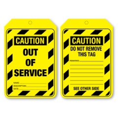 Caution Out Of Service Tag - Cardboard, Pack/100