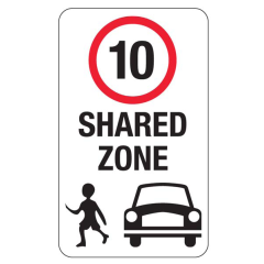 10km/h Shared Zone, 450 x 750mm Aluminium, Class 1 Reflective