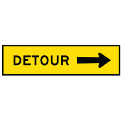 Detour Right Arrow, 1200 x 300mm Boxed Edge, Metal Class 1 Reflective