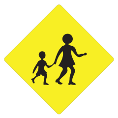 Children Crossing (Symbolic), 600 x 600mm Aluminium, Class 1 Fluoro Reflective