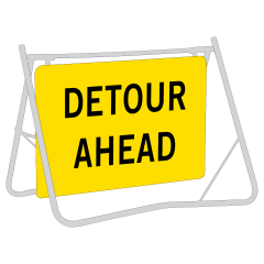 Detour Ahead, 900 x 600mm Metal, Class 1 Reflective, Sign Only