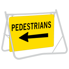 Pedestrians (Arrow Left), 900 x 600mm Metal, Class 1 Reflective, Sign Only