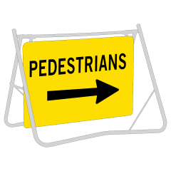 Pedestrians (Arrow Right), 900 x 600mm Metal, Class 1 Reflective, Sign Only