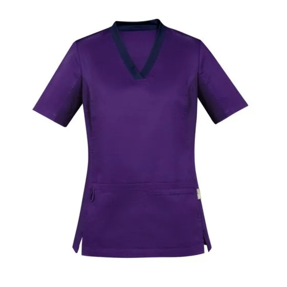 Biz Care Womens Riley Stretch Scrub Top, Purple